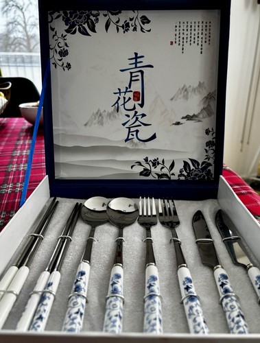 Blau weiss besteckset - blau-weiss,