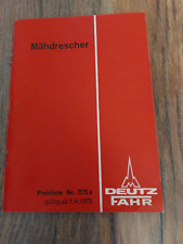 Original Preisliste Nr. 275 a Deutz Fahr Mähdrescher von 1975 M 66 TS / 1200 usw