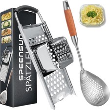SPEENSUN Spätzlehobel+Schöpflöffel [Topf Ø von 16-30cm] mit Gummigriff, Spätzle