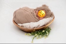 Pucktuch , Mütze Mit Öhrchen Und Fell Beige, Baumwolle Für Baby Fotoshooting 