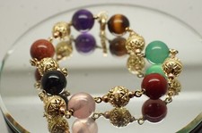 Gold Edelstein Armkette Armband,Rainbow Goldkette,14 Karat Gelbgold,585er,22 cm