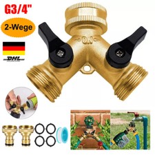 2 Wege Wasserhahn Wasserrohr Y-Verteiler 3/4" Kupplung Adapter Doppel Anschluss
