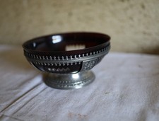 Schöne Rubinglasschale , Zinnmontierung , 19 x 9 cm