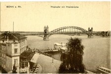 AK BONN Rheinufer, Rheinbrücke, Schiffsanleger, Hotel RHEINECK um 1908