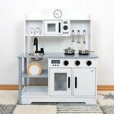 Coemo Spielküche Ella mit Aufsatz und viel Zubehör Holz Kinderküche