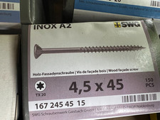 SWG Holzschrauben Fassadenschrauben 4,5x45mm 150Stück Edelstahl / H2GarPal