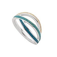 DUR Ring OCEAN STREAM Strandsand/blauer Steinsand, Silber 925/- rhodiniert R5855