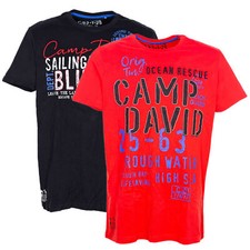 Camp David T Shirt Kurzarm Herren Baumwolle Rundhals Schwarz Rot L XL XXL 3XL