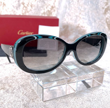 Cartier Oversize Sonnenbrille schwarz blau Acetat 58-15-140 mit Etui