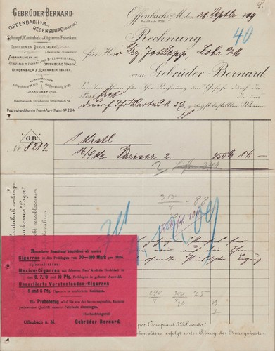 Offenbach rechnung 1909 - rechnung,