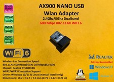 Ax900 wlan nano usb wifi - wlan, 6