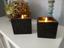 Neue Elambia Kerzen Schwarz Gold Betonoptik mit Timer