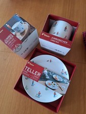 Tchibo TCM 2 Jumbobecher und 2 Teller Weihnachten Spaziergänger NEU