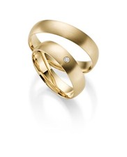 2x333 GOLD Trauringe PAARPREIS Eheringe Paarringe Gelbgold mattiert+STEIN+Gravur