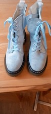 Neue Wildleder Schnürstiefel Hellblau Gr. 39 tolles Design Antirutschsohle