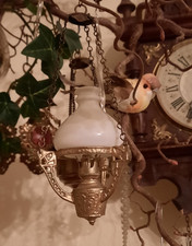 Petroleum Deckenlampe,Jugendstil Zinnmontierung,Originalzustand