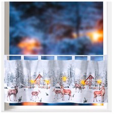 heimtexland ® LED Scheibengardine Weihnachten Deko Gardine beleuchtet Typ651