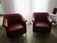 2 Sessel Modell LABRO, Leder ROT, Metallfüße verchromt, neuwertig