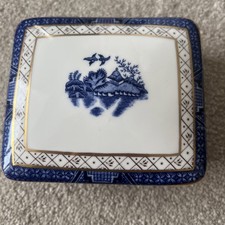 Royal Doulton Stände echte alte Willow Bone China rechteckige Schmuckschatulle