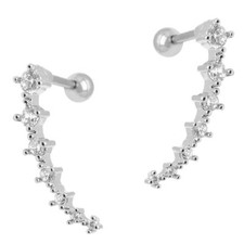 Helix Piercing mit Strass-steinen geschwungen rechts links Ohrstecker Edelstahl