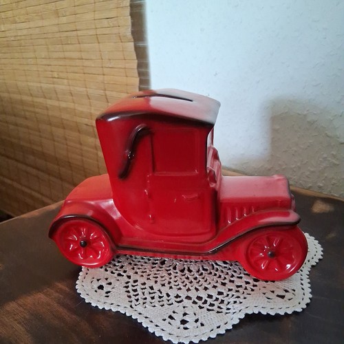 Alte keramik spardose auto - spardose,