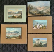 5 Altkolor. Radier. & Litho. Bad Ems, Bad Schwalbach, Burg Metternich um 1820–50