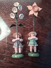 2 Blumenkinder Mädchen Hubrig Volkskunst Erzgebirge 