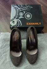 HIGH HEELS, Grau Steine Glitzer , GR. 37 Fetisch High Heels Exquily