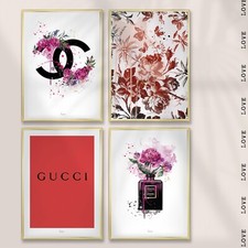 Poster SET A4 - 4 St. ( +1 Poster GESCHENK ) Fashion inspiriert Plakat Parfüm
