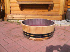 TOP 30L -1/5 FASS SCHWARZE RINGE PFLANZSCHALE WEINFASS FRONT EICHENFASS HOLZFASS