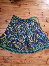 Damen Rock Gudrun Sjöden 40, 42, M Knielang, dunkelblau Vögel, Naturmode