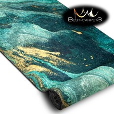 Modernen Antirutsch Läufer waschbar LOTUS SHADOWS Abstraktion grün gold 60-120cm