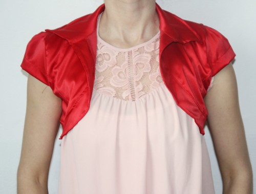 Satin bolero mit kragen - satin,