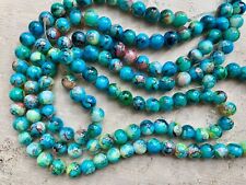 3 Stränge Glas Perlen Schmuck Basteln marmoriert batik 8mm TOP