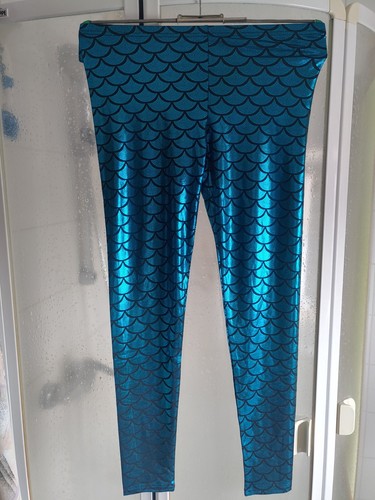 Glanz leggings petrol schwarz - leggings, petrol/schwarz