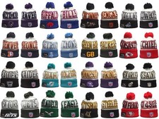 Unisex Adults American Football Knit Hat White With Pom Fleece lined 23