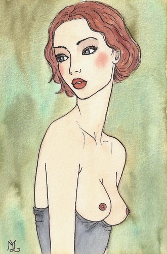 Akt erotik tusche aquarell - akt,