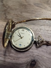 Taschenuhr Pocket Watch Regent Quarz Vergoldet mit Kette