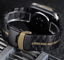 Armband Apple Watch Ultra 49mm Hochwertig Titan Schwarz Gold Stahl Band Neu #116