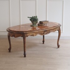 Marmor Sofatisch oval französisch Vintage Couchtisch Antik rococo Tisch Beistell