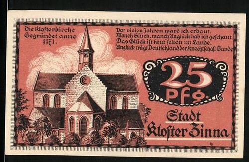 Notgeld kloster zinna 1921 25 - notgeld,