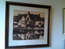 Düsseldorfer Malerschule - Max Clarenbach große Radierung " Häuser am Wasser " 