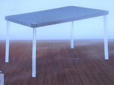 Aluminium Gartentisch Melanie eckig Rattan-Geflecht Glasplatte 150 x 90 x 75 cm