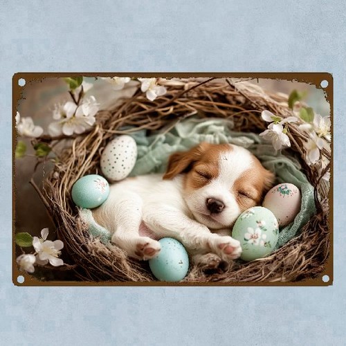 Blechschild ostern hund welpe - ostern,