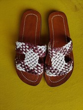 Leder-Pantoletten geflochten