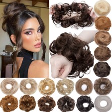 Haargummi Scrunchie Dutt Haarteil Dick Remy Echthaar Lockig Bun Haarverlängerung