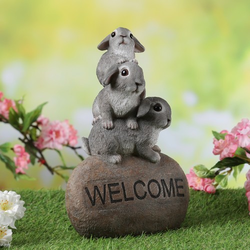 Gartenfigur welcome hasen - gartenfigur,