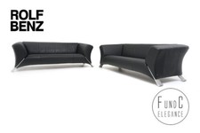 Rolf Benz 322 Garnitur Couch Sofa 2x Dreisitzer Leder schwarz  Klassiker