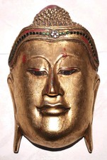 Buddha Wandmaske Holz Deko