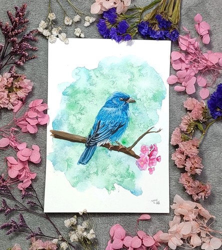 Blauer vogel aquarellbild - vogel,